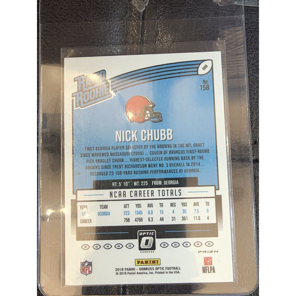 2018 Donruss Optic Nick Chubb Rated Rookie RC #158 Cleveland Browns
